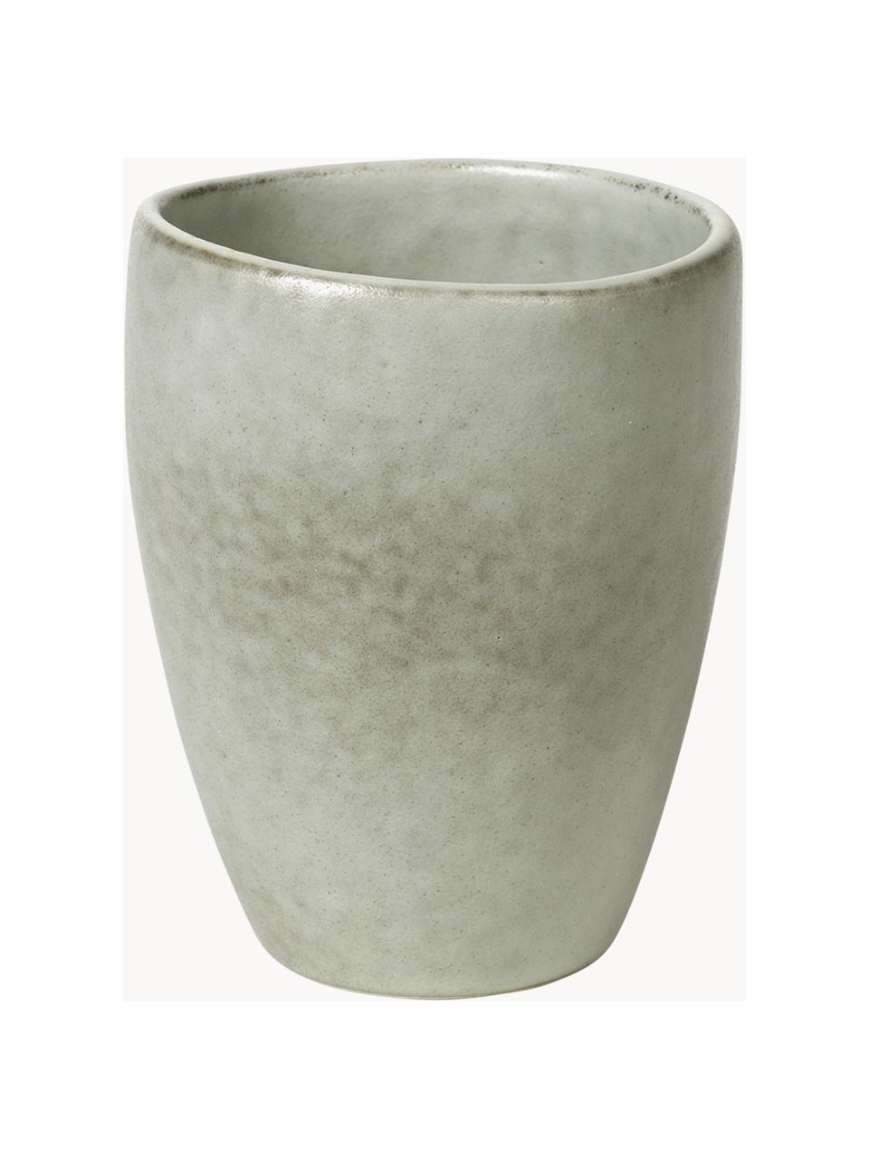 Handgemachter Becher Nordic Marsh, Steingut, glasiert, Salbeigrün, gesprenkelt, Ø 8 x H 10 cm, 250 ml