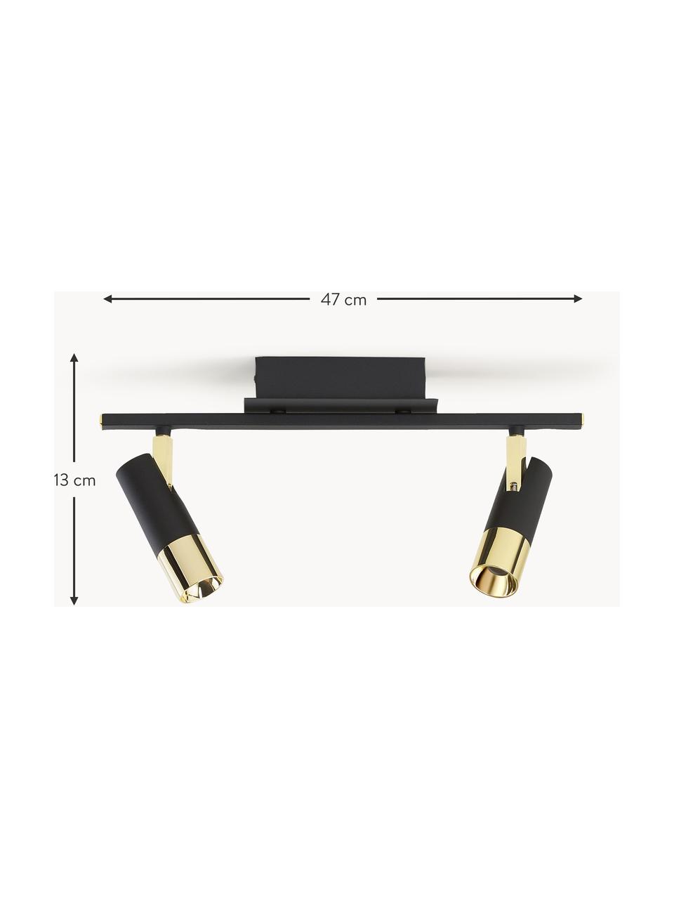 LED plafondspot Bobby-goudkleurig, Baldakijn: gepoedercoat metaal, Zwart, goudkleurig, B 39 x H 18 cm