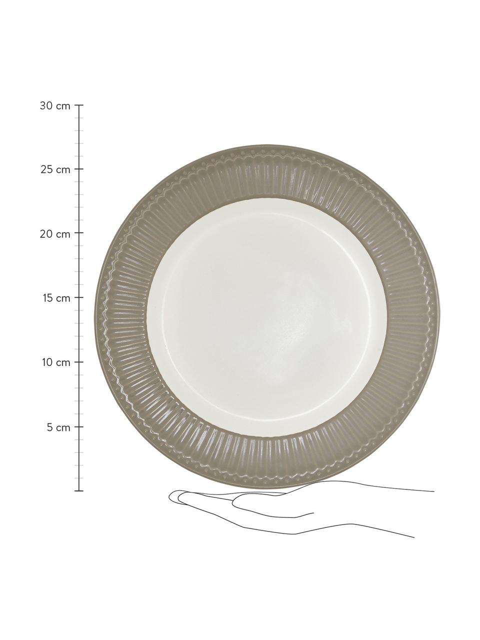 Assiette plate faite main Alice, 2 pièces, Gris, blanc