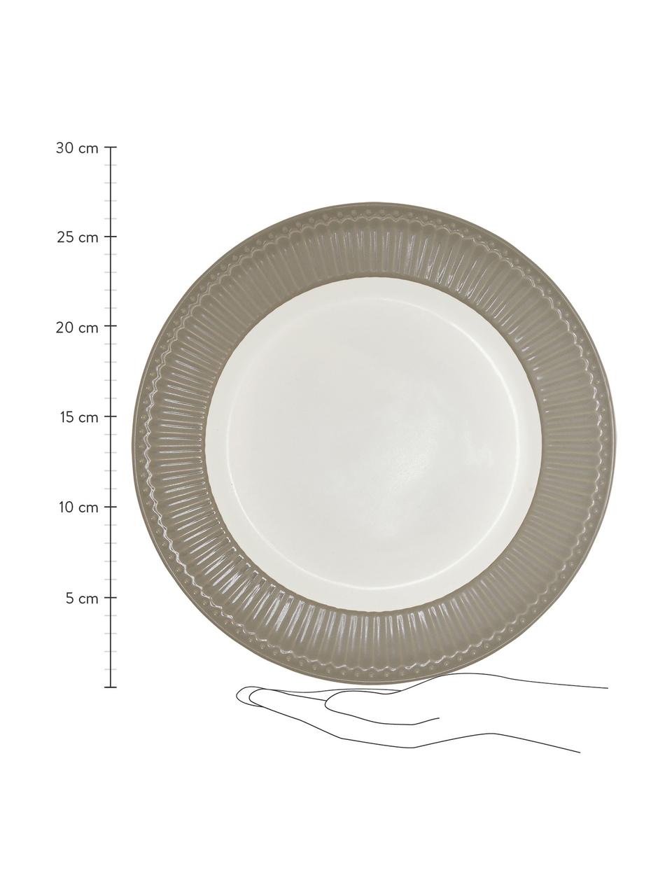 Ručne vyrobený plytký tanier s reliéfom Alice, 2 ks, Sivá, biela