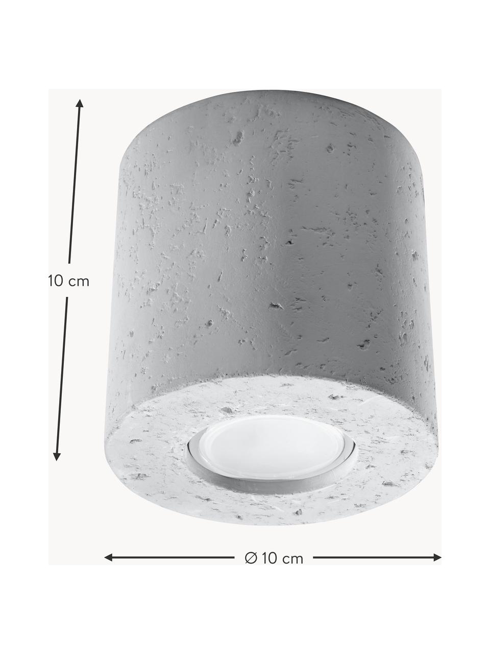 Ručně vyrobené stropní bodové svítidlo z betonu Roda, Beton, Světle šedá, Ø 10 cm, V 10 cm