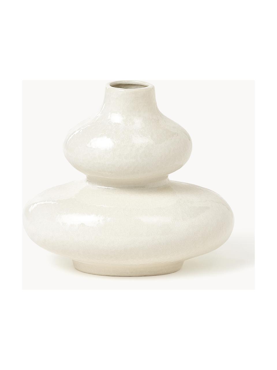 Vase Sakai, H 23 cm, Steinzeug, glasiert, Off White, B 26 x H 23 cm