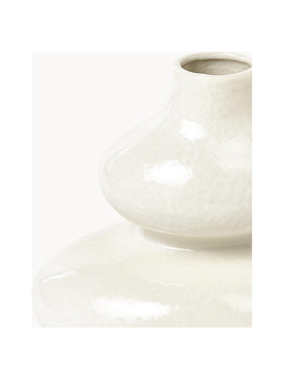 Vase Sakai, H 23 cm, Steinzeug, glasiert, Off White, B 26 x H 23 cm