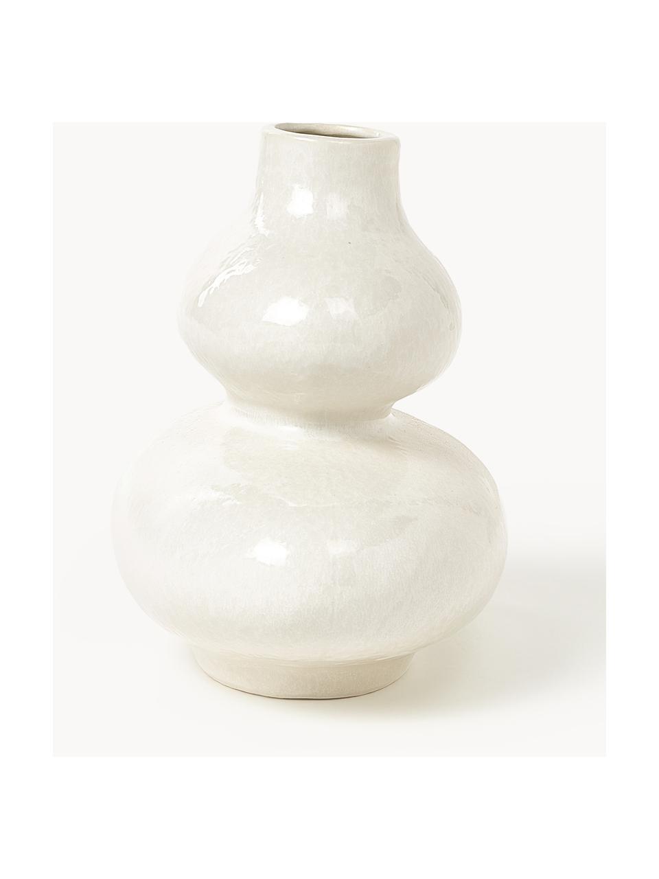 Vase Sakai, H 23 cm, Steinzeug, glasiert, Off White, B 26 x H 23 cm