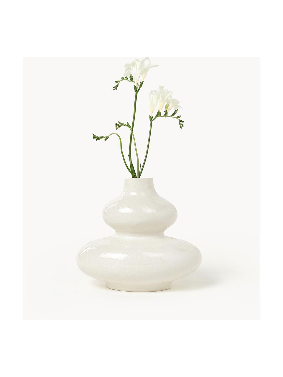 Vase Sakai, H 23 cm, Steinzeug, glasiert, Off White, B 26 x H 23 cm