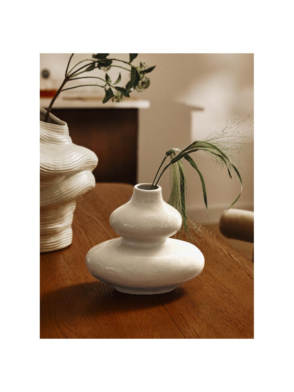 Vase Sakai, H 23 cm, Steinzeug, glasiert, Off White, B 26 x H 23 cm