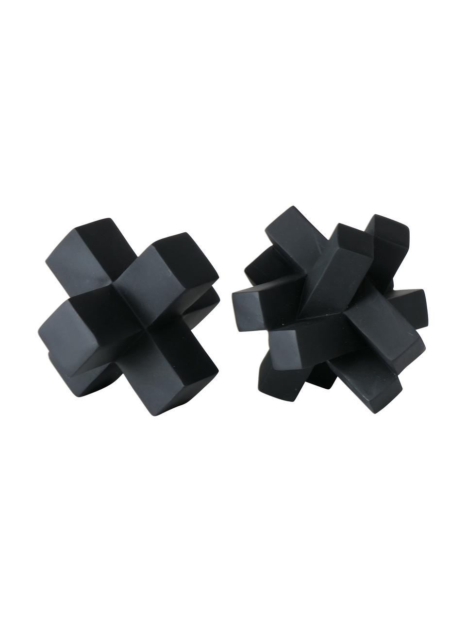 Objet décoratif Crossy, 2 élém., Plastique, Plateau : noir Cadre : noir, mat, larg. 10 x haut. 10 cm