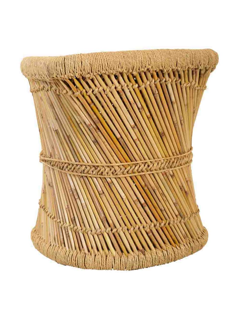 Mesa auxiliar para exterior de bambú Carlota, Madera de bambú, cuerda, Marrón, An 48 x F 43 cm