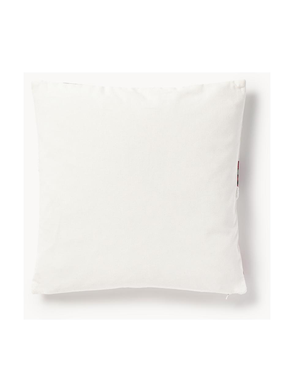 Housse de coussin 45x45 Derryl, 100% coton, Blanc cassé, rouge, vert, larg. 45 x long. 45 cm