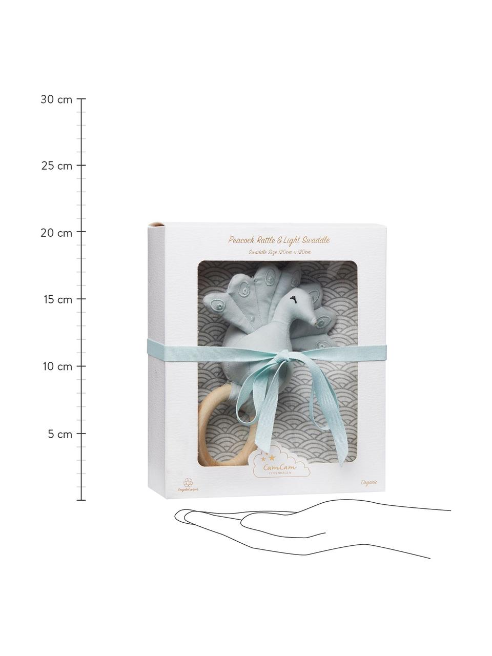 Geschenk-Set Wave aus Bio-Baumwolle, 2-tlg., Bezug: 100% Biobaumwolle, Grau, Blau, 18 x 21 cm
