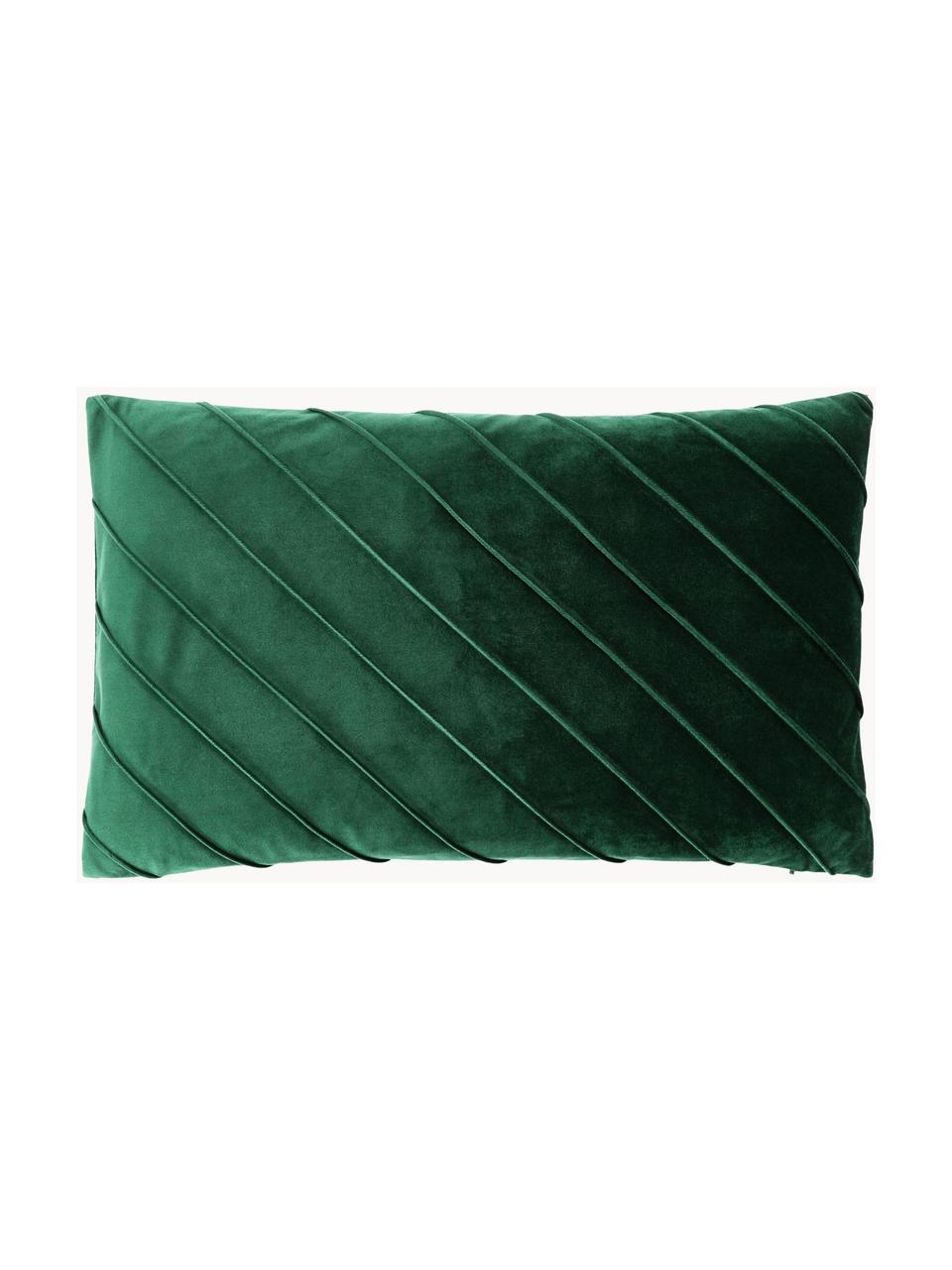 Sametový povlak na polštář se strukturovaným vzorem Leyla, Samet (100 % polyester), Tmavě zelená, Š 30 cm, D 50 cm