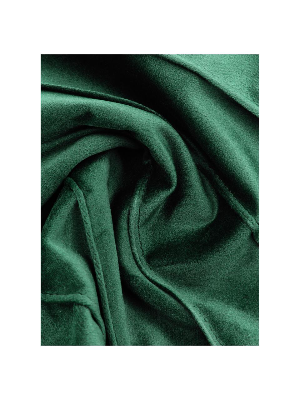 Housse de coussin en velours vert foncé Leyla, Velours (100 % polyester), Vert foncé, larg. 30 x long. 50 cm