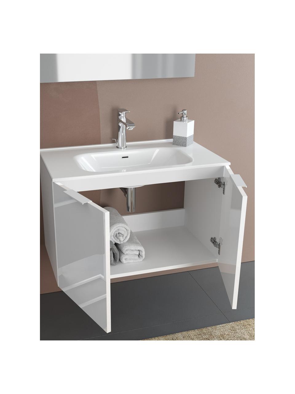 Set lavabo Iris 4 pz, Manico: alluminio rivestito, Lampada: alluminio rivestito, Superficie dello specchio: lastra di vetro, Bianco, Set in varie misure