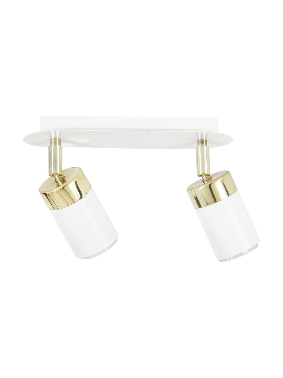 Faretti da soffitto Joker, Paralume: metallo verniciato, Bianco ottone, Larg. 36 x Alt. 13 cm