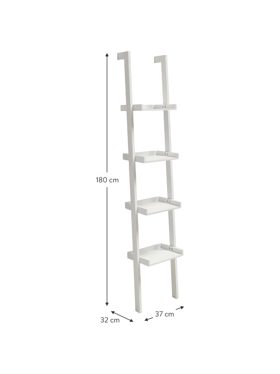 Libreria stretta a scala in legno bianco Wall, Pannello di fibra a media densità (MDF) laccato, Bianco, Larg. 37 x Alt. 180 cm