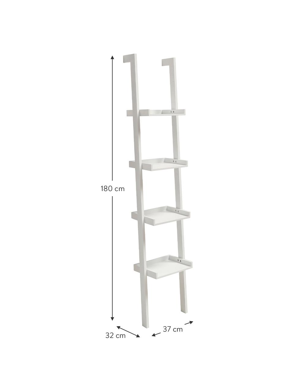 Smalle houten ladderrek Wall in wit, Vezelplaat met gemiddelde dichtheid (MDF), gelakt, Wit, B 37 cm x H 180 cm