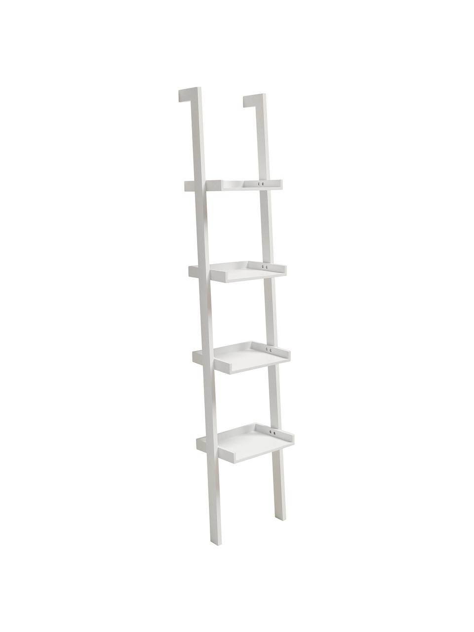 Smalle houten ladderrek Wall in wit, Vezelplaat met gemiddelde dichtheid (MDF), gelakt, Wit, B 37 cm x H 180 cm