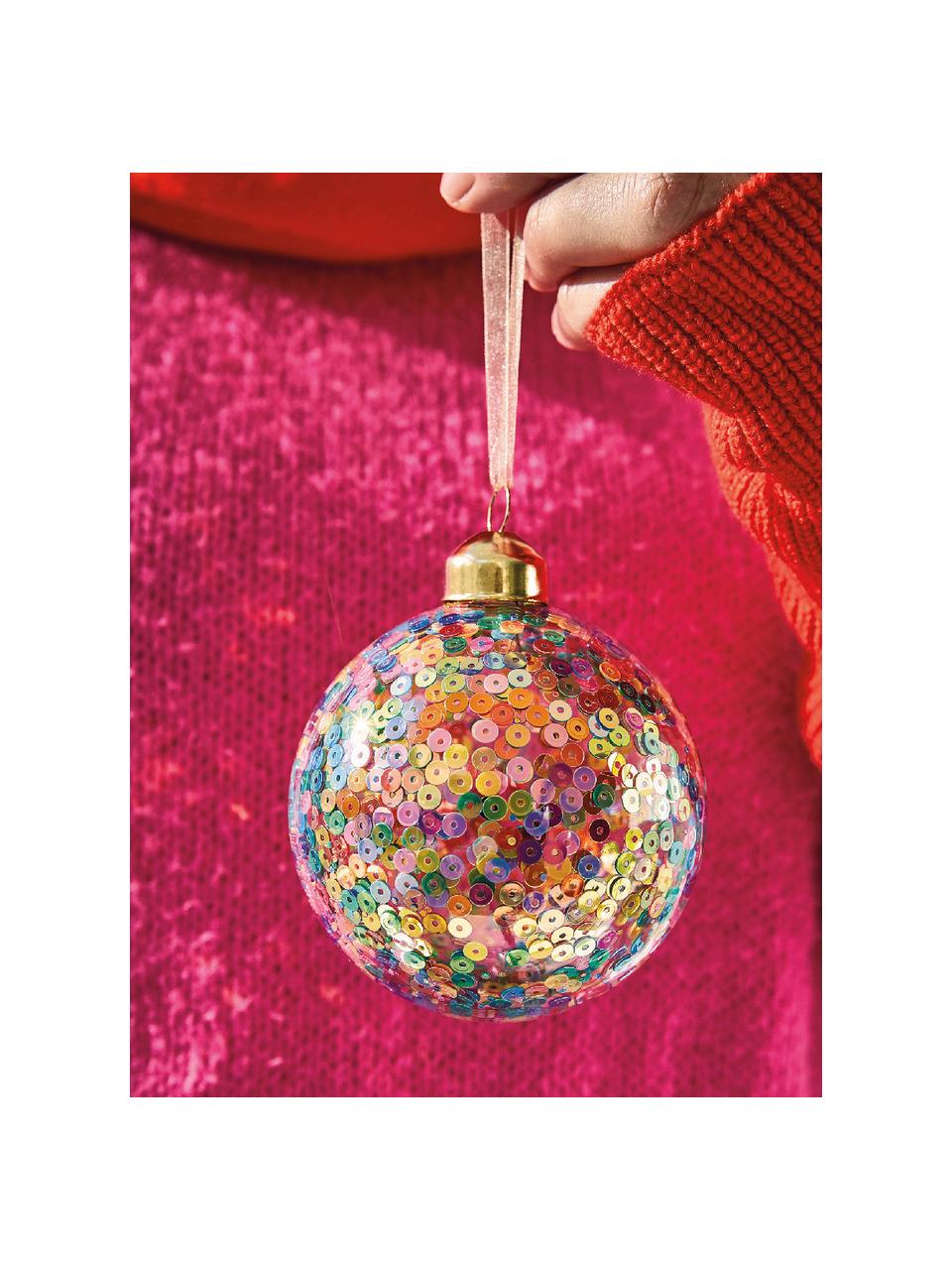 Adornos navideños Iris, 12 uds., Vidrio, Multicolor, Ø 8 cm