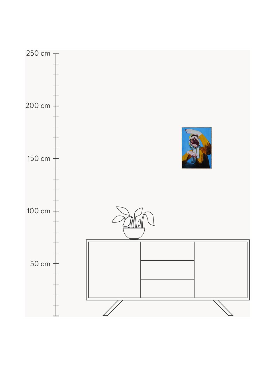 Plakát Madame E, 210g matný papír Hahnemühle, digitální tisk s 10 barvami odolnými vůči UV záření, Modrá, okrová, více barev, Š 30 cm, V 40 cm