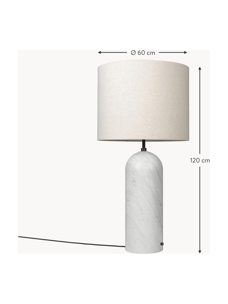 Kleine dimmbare Stehlampe Gravity mit Marmorfuß, Lampenschirm: Stoff, Lampenfuß: Marmor, Hellbeige, Weiß marmoriert, H 120 cm