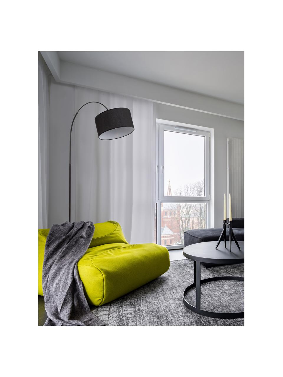 Lámpara de arco Sama, Pantalla: tela, Cable: plástico, Negro, An 90 x Al 180 cm