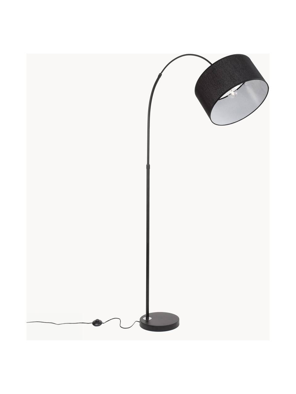 Bogenlampe Sama, Lampenschirm: Textil, Lampenfuß: Aluminium, Schwarz, H 180 cm