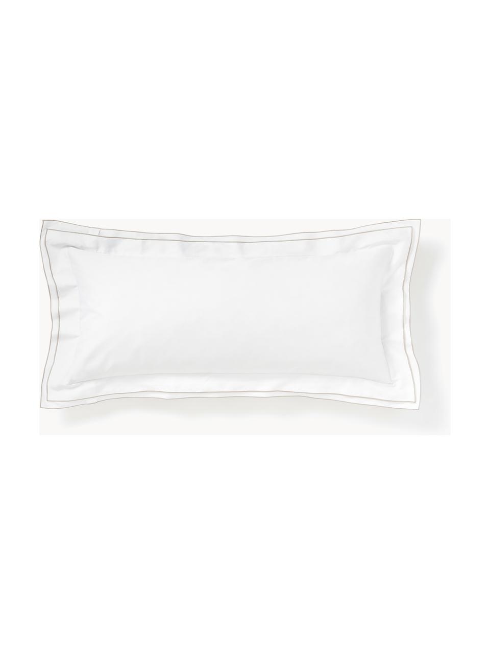 Funda de almohada de satén Carlotta, Blanco, beige claro, An 45 x L 110 cm