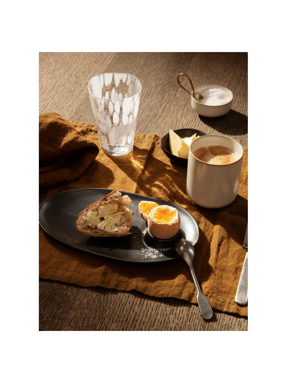 Piatto da colazione in gres Flow, Gres, Nero, Larg. 24 x Prof. 14 cm