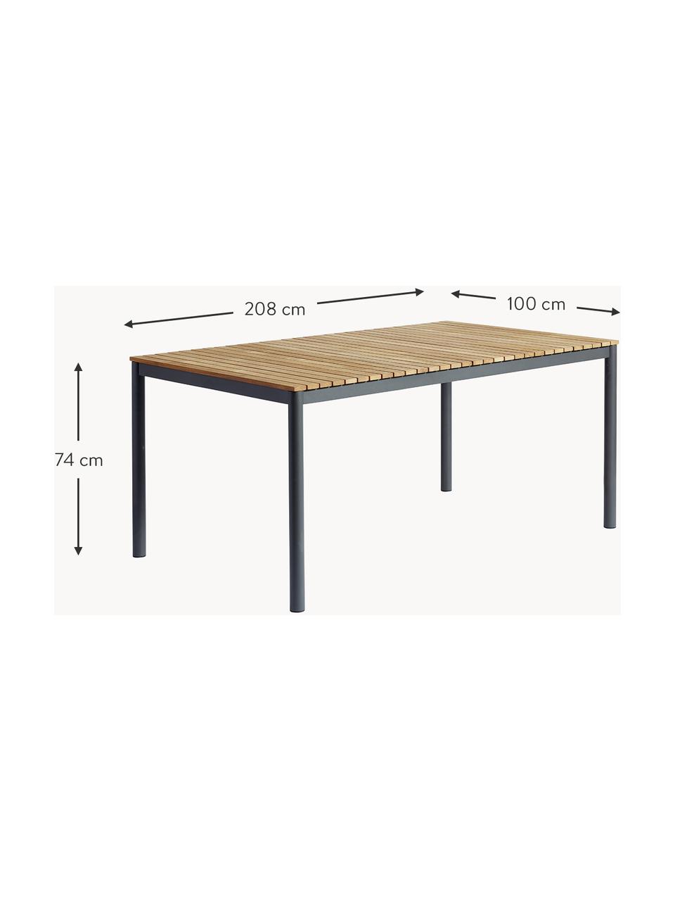 Mesa para exterior de madera de teca Mood, tamaños diferentes, Estructura: aluminio con pintura en p, Tablero: madera de teca, Madera de teca, gris antracita, An 168 x F 100 cm