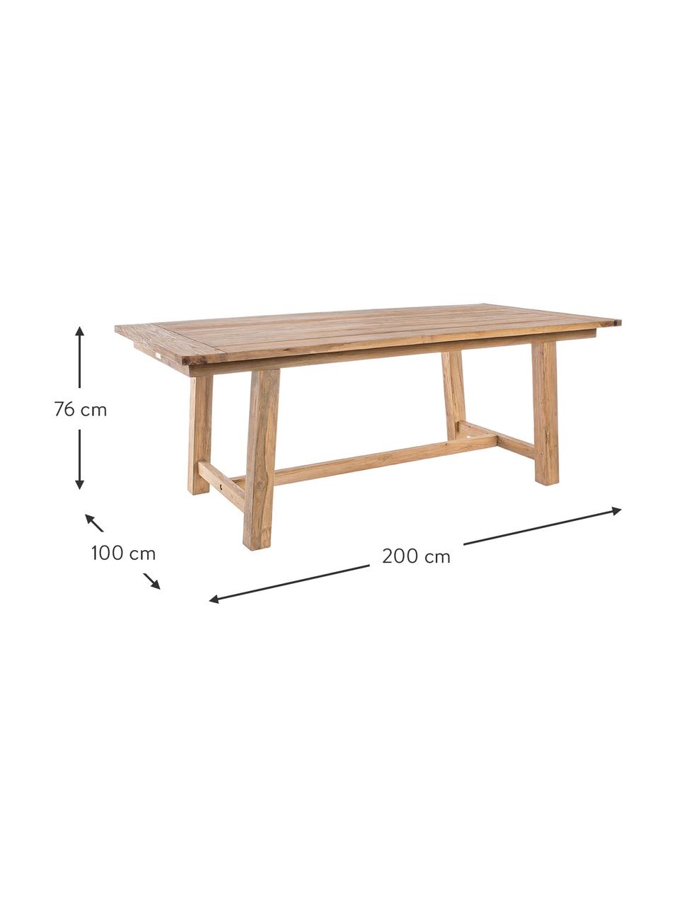 Mesa de comedor para exterior de madera de teca Nairobi, 200 x 100 cm, Madera de teca reciclada, Teca, An 200 x F 100 cm