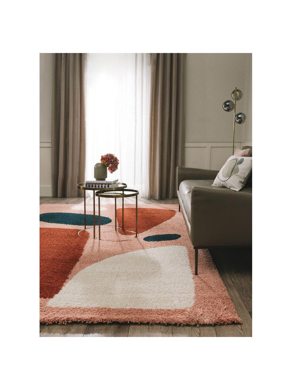 Hochflor-Teppich Louise, 100 % Polypropylen, Off White, Schwarz, Rostrot, Apricot, B 140 x L 200 cm (Grösse S)