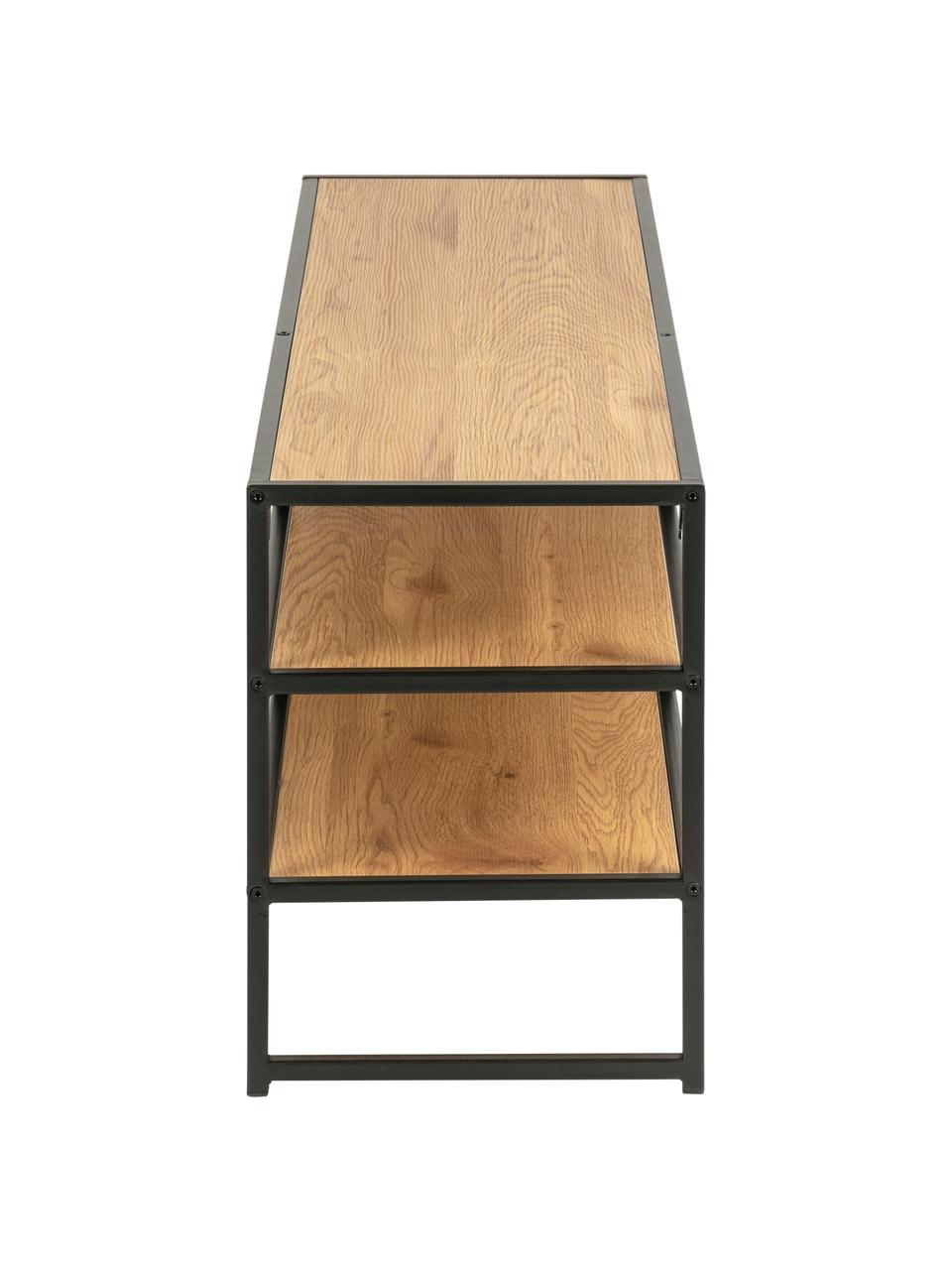 TV stolek ze dřeva a kovu Seaford, Světle hnědá, černá, Š 120 cm, V 46 cm