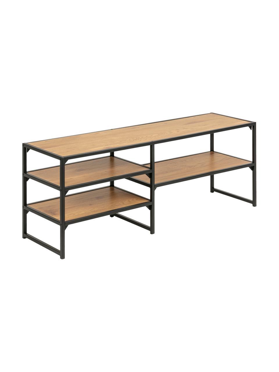 TV-Konsole Seaford aus Holz und Metall, Gestell: Metall, pulverbeschichtet, Hellbraun, Schwarz, B 120 x H 46 cm