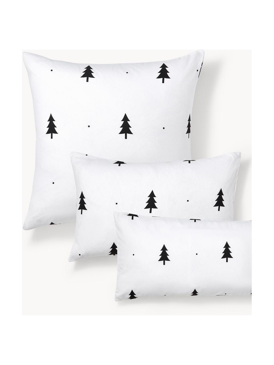 Funda de almohada de franela invernal X-mas Tree, Blanco, negro, An 40 x L 80 cm