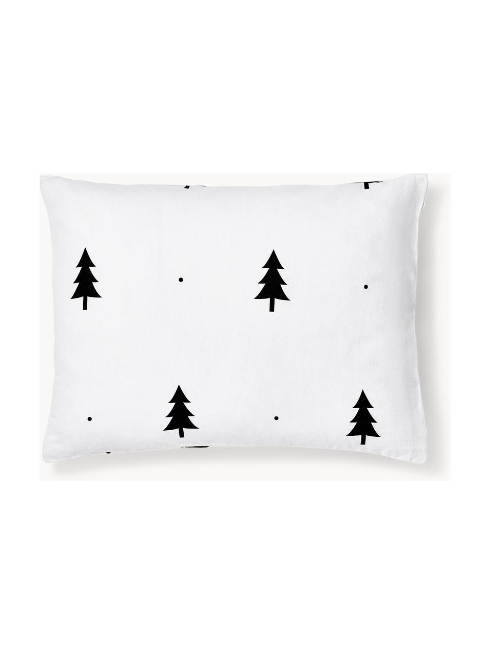 Funda de almohada de franela invernal X-mas Tree, Blanco, negro, An 40 x L 80 cm