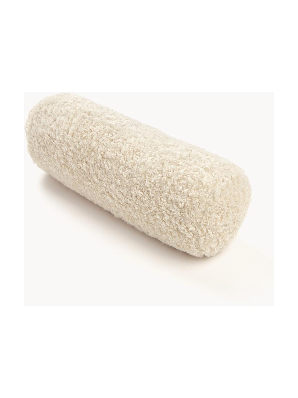 Traversin en tissu peluche Dotty, Blanc crème, Ø 17 x long. 47 cm