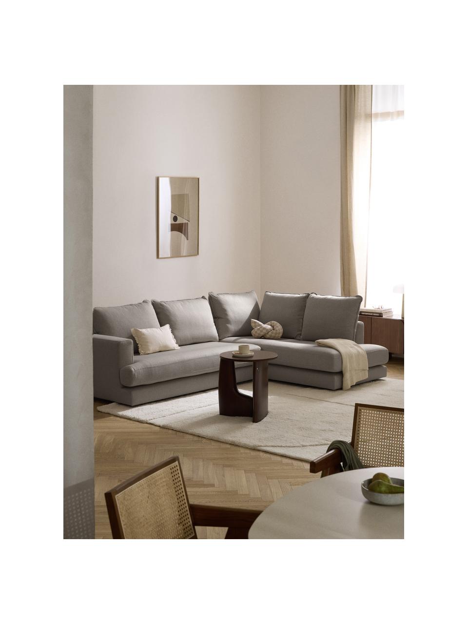 Sofa narożna Tribeca, Tapicerka: 100% poliester Dzięki tka, Stelaż: lite drewno sosnowe, Nogi: lite drewno bukowe, lakie, Taupe tkanina, S 274 x G 192 cm, lewostronna