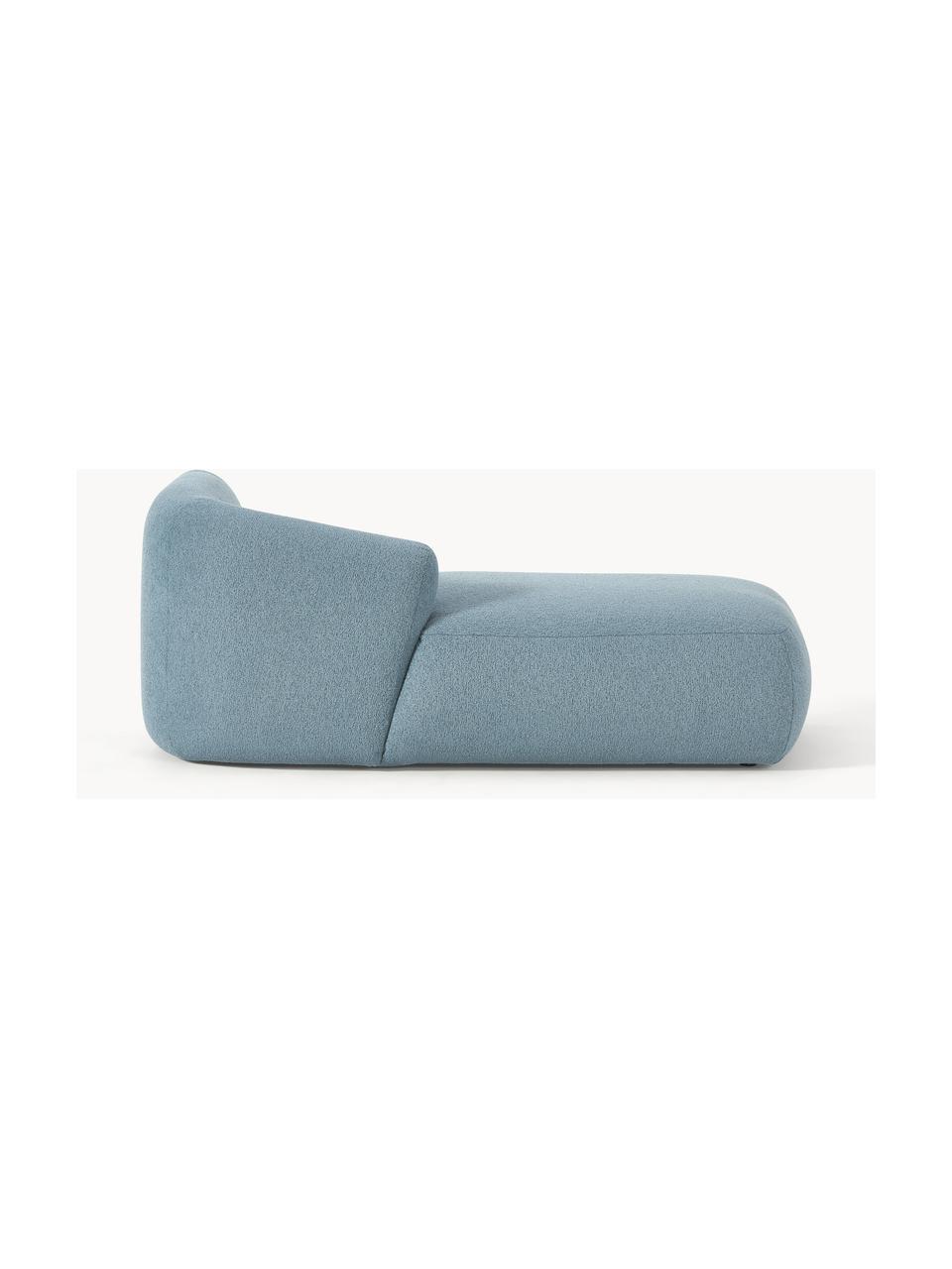 Módulo diván en tejido bouclé Sofia, Tapizado: tejido bouclé (100% polié, Estructura: madera de pícea, aglomera, Patas: plástico Este producto es, Bouclé azul, An 185 x F 92 cm, chaise longue derecha