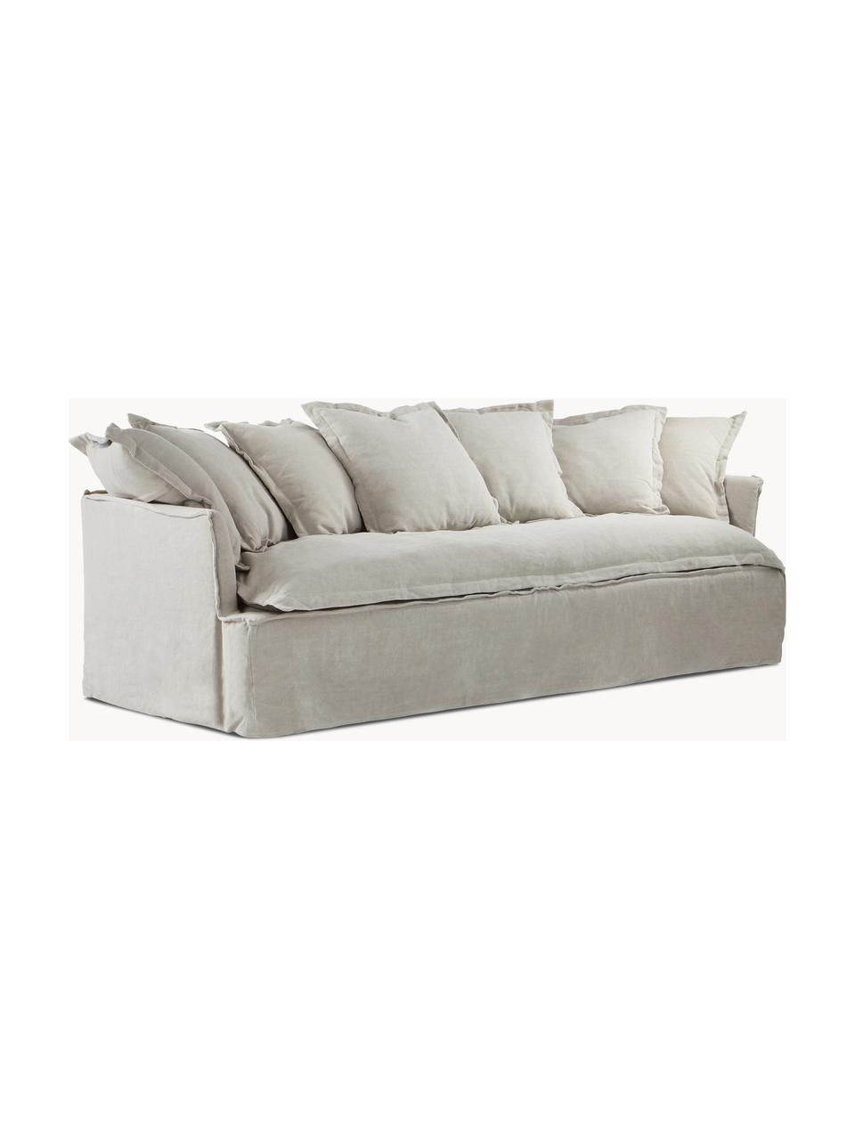 Sofa Gardanne (3-osobowa), Tapicerka: 100% len Dzięki tkaninie , Stelaż: sklejka, drewno sosnowe, Szary len, S 227 x G 89 cm