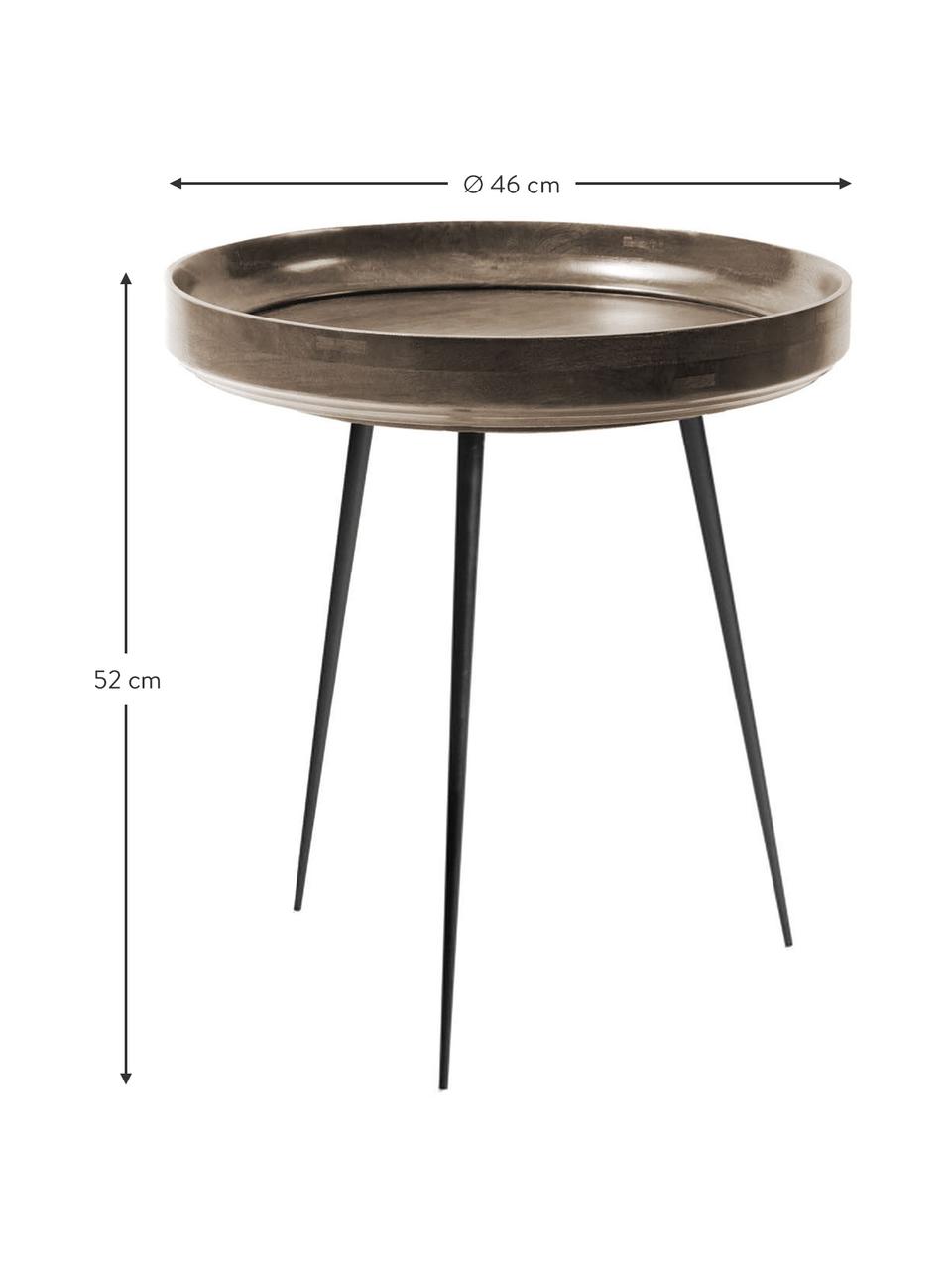 Stolik pomocniczy z drewna mangowego Bowl Table, Blat: drewno mangowe lakierowan, Nogi: stal malowana proszkowo, Drewno mangowe lakierowane na ciemno, Ø 46 x W 52 cm