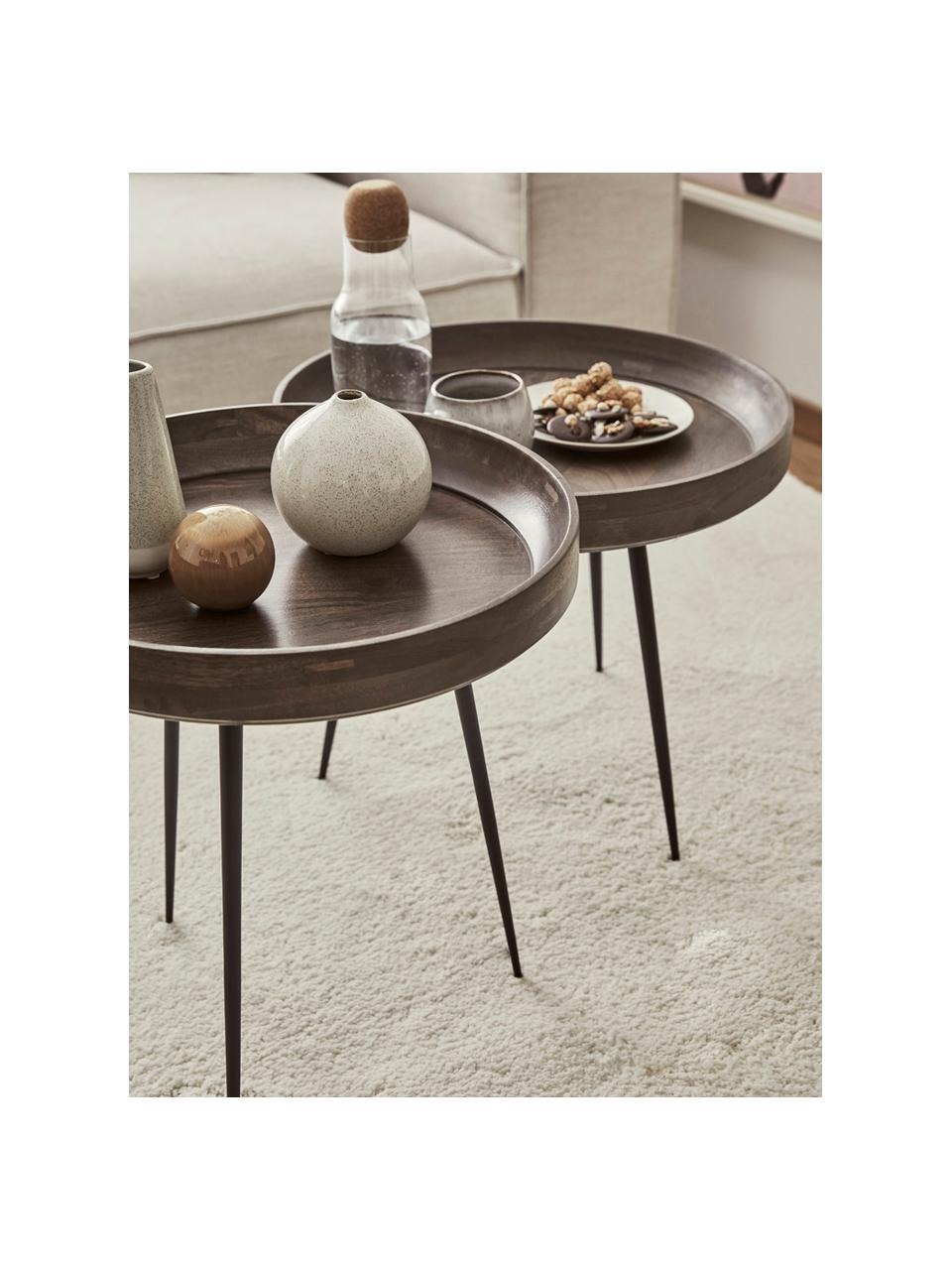 Mesa auxiliar Bol Table, Tablero: madera de mango, teñida y, Patas: acero, pintado en polvo, Gris oscuro, negro, Ø 46 x Al 52 cm