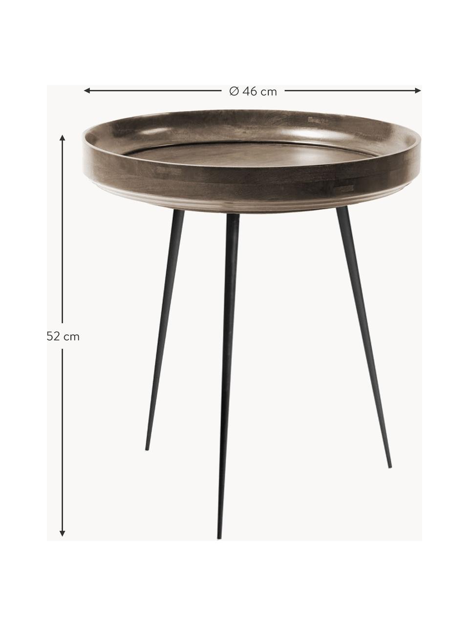 Mesa auxiliar Bol Table, Tablero: madera de mango, teñida y, Patas: acero, pintado en polvo, Gris oscuro, negro, Ø 46 x Al 52 cm