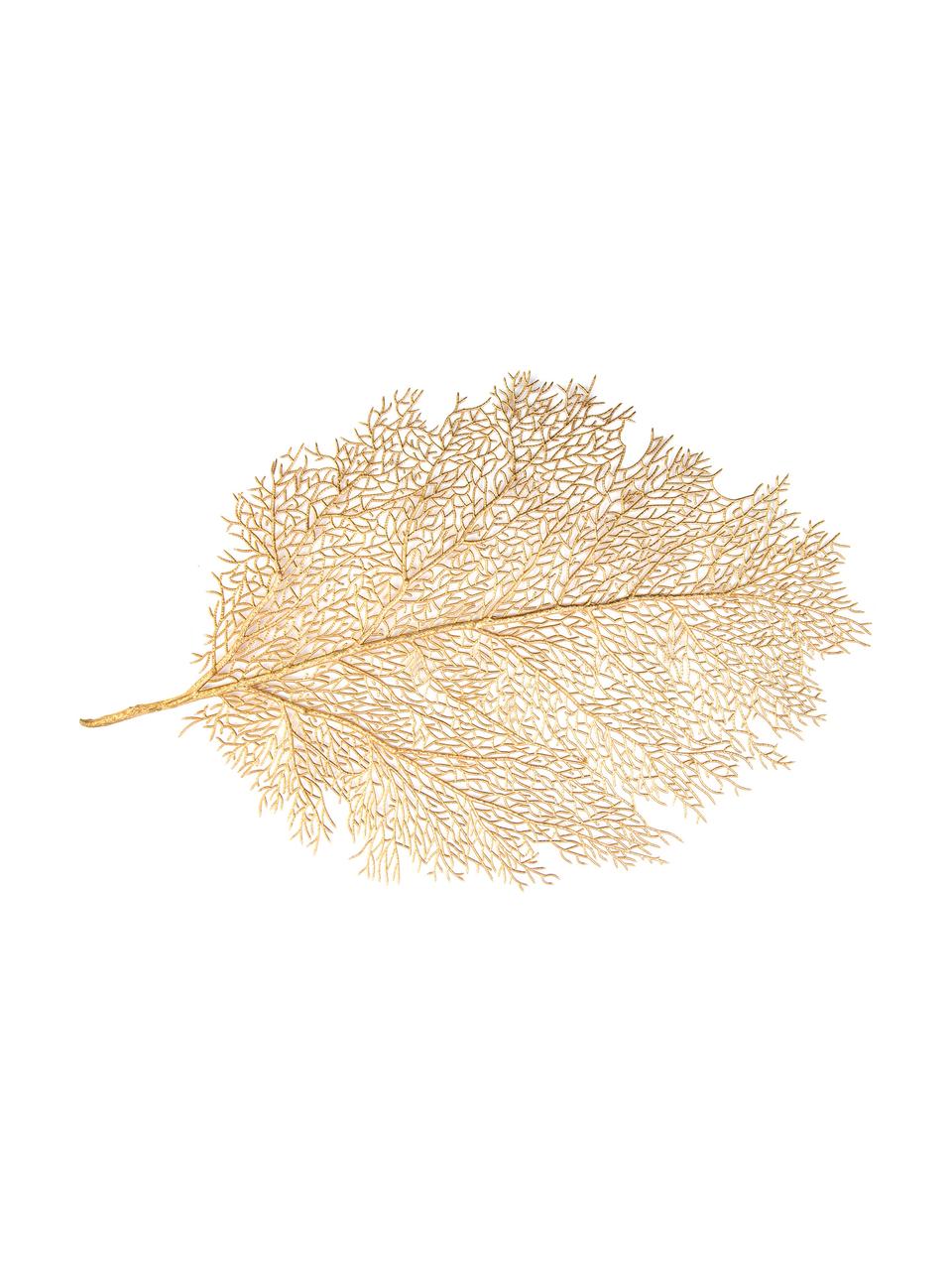 Goldenes Tischset Leaf in Blattform, Kunststoff, Goldfarben, 40 x 57 cm