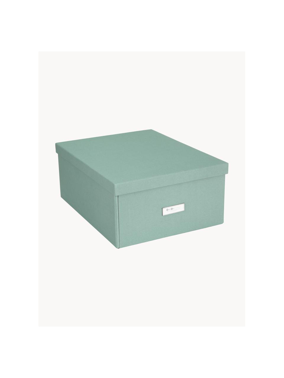 Skládací skladovací box Katrin, Š 35 x H 45 cm, Plátno, pevný karton, Šalvějově zelená, Š 35 cm, D 45 cm