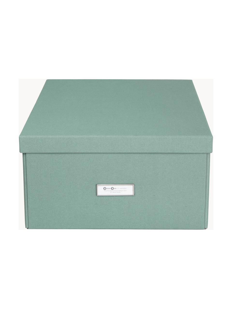 Faltbare Aufbewahrungsbox Katrin, B 35 x T 45 cm, Canvas, fester Karton, Salbeigrün, B 35 x T 45 cm