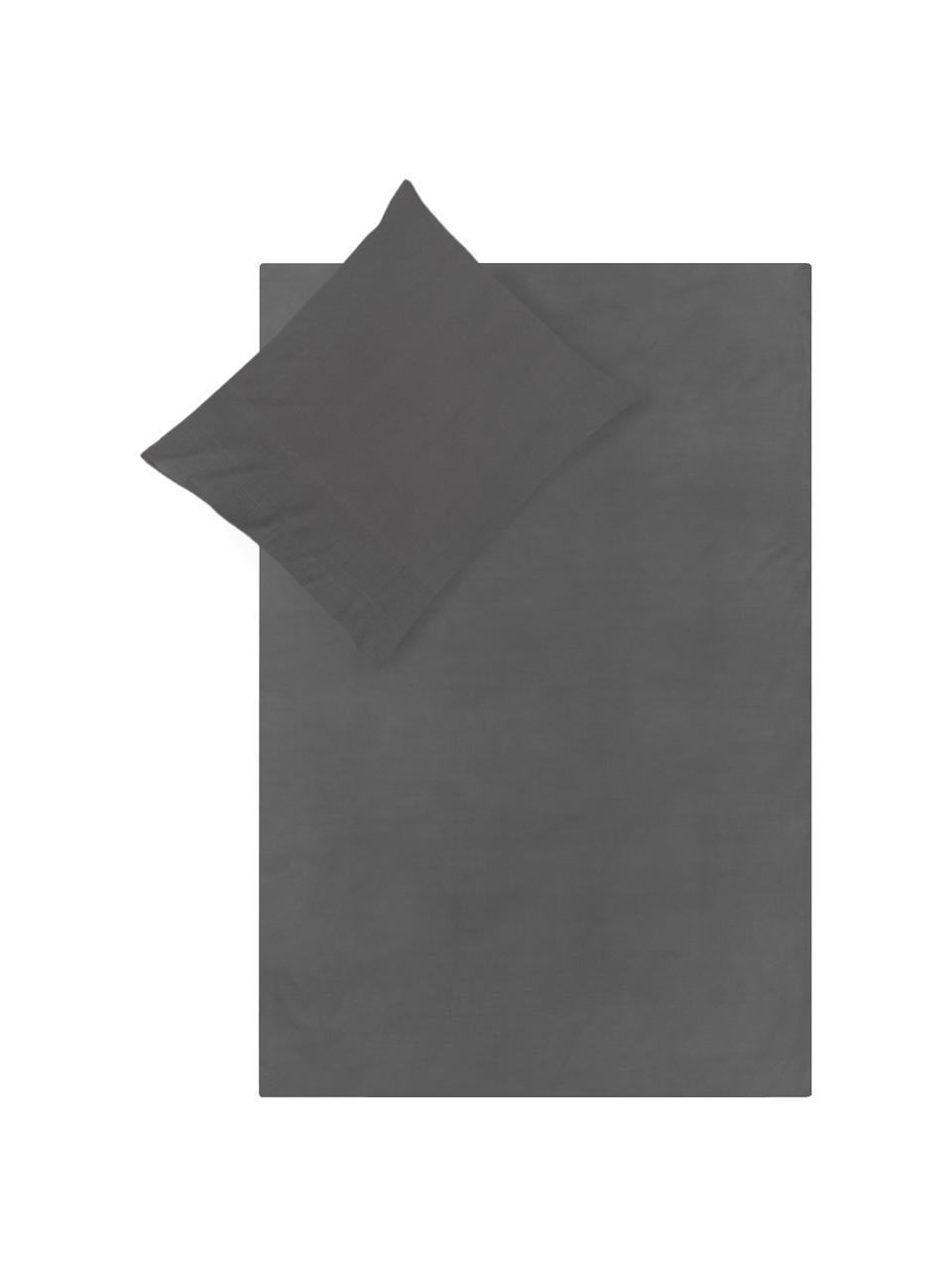 Chambray dekbedovertrek Milford, Bovenzijde: katoen, Weeftechniek: chambray, Onderzijde: katoen, Grijs, 200 x 220 cm + 2 kussenhoezen 60 x 70 cm