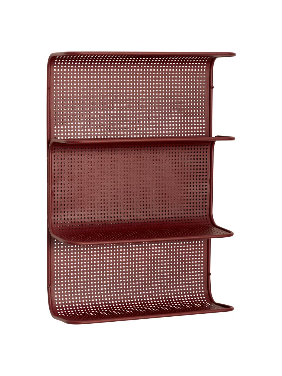 Mensola da parete in metallo rosso scuro Grid, Metallo rivestito, Rosso scuro, Larg. 40 x Alt. 61 cm
