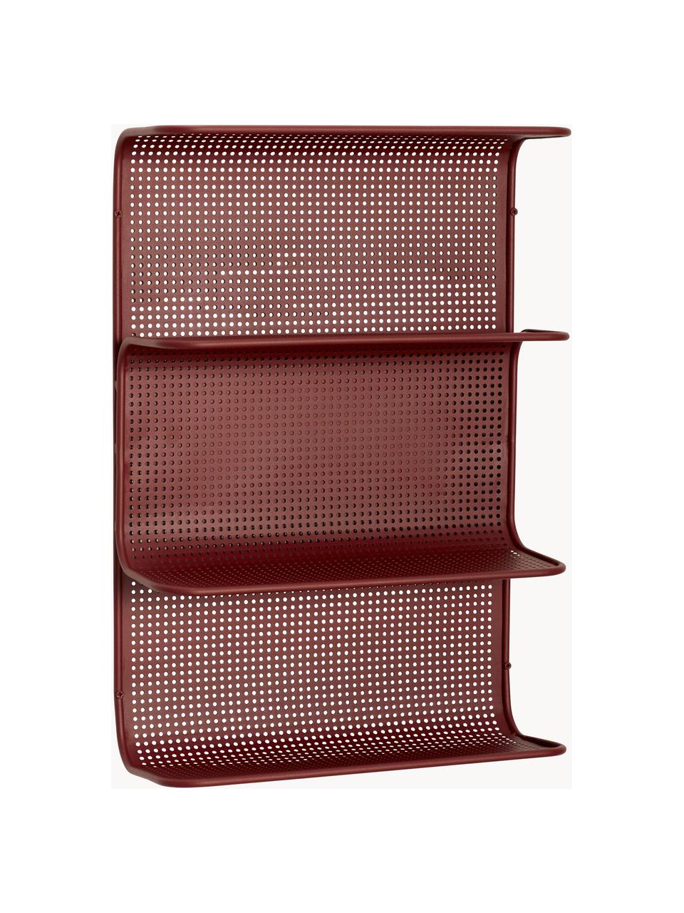 Metalen wandrek Grid in donkerrood, Gecoat metaal, Donkerrood, B 40 x H 61 cm