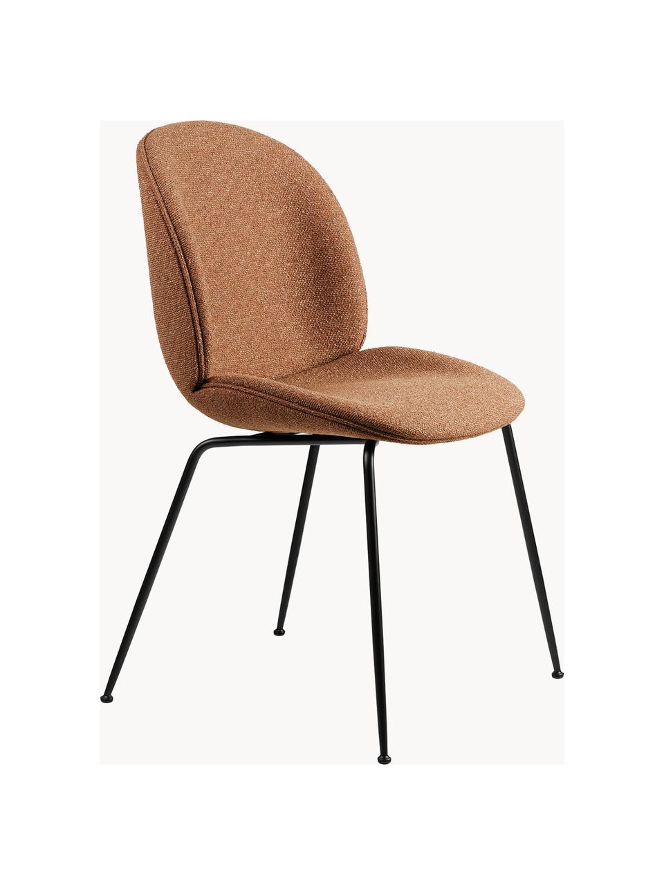 Gestoffeerde stoel Beetle, Bekleding: 100% polyester, Poten: gecoat staal, Geweven stof terracotta, zwart mat, B 56 x D 58 cm
