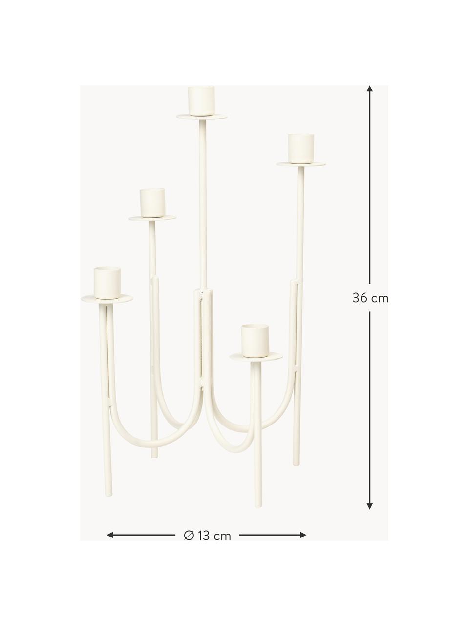 Candelabro Farri, Ferro verniciato a polvere, Beige, Ø 13 x Alt. 36 cm